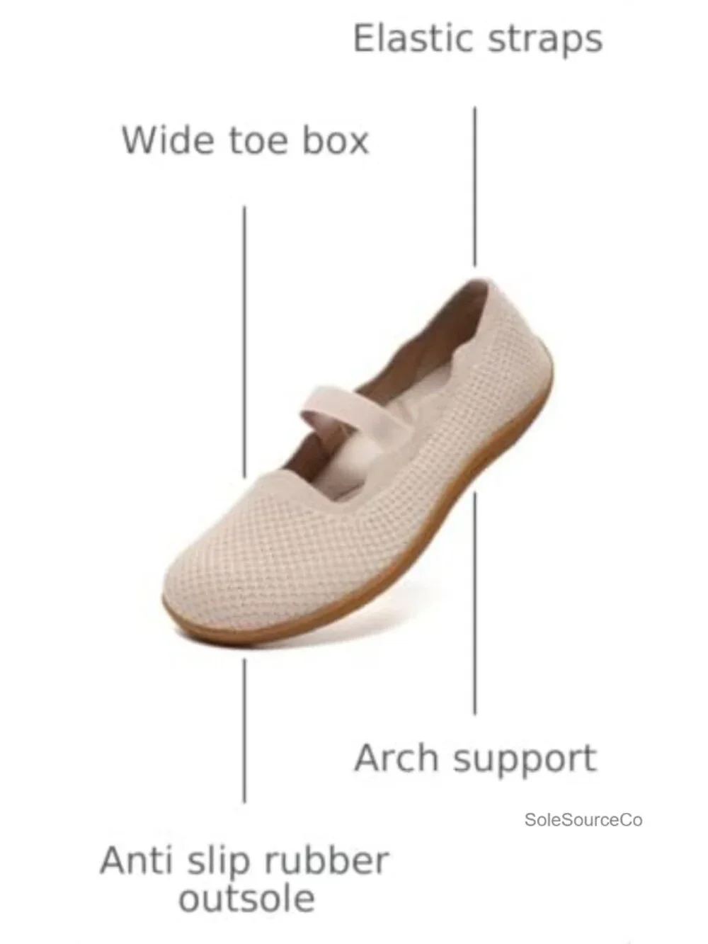 Wide Toe Box Mary Jane Flats Elastic Strap Knit Comfort Slip-On Walking Shoes